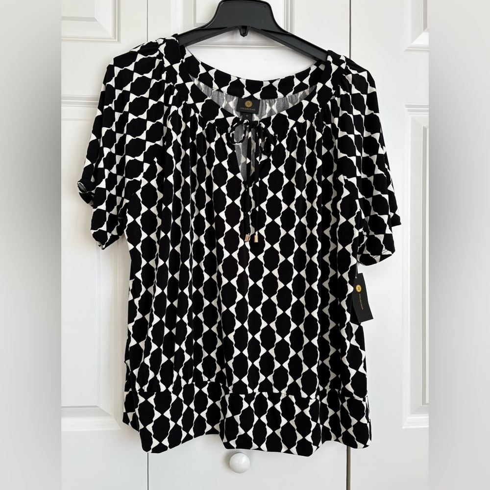 Black and White Geometric Women's Top
